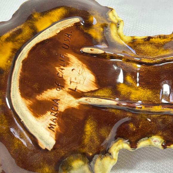 Marcia of California USA, MCM Ceramic Divided Serving Dish With Handle 1960's - Picture 8 of 10